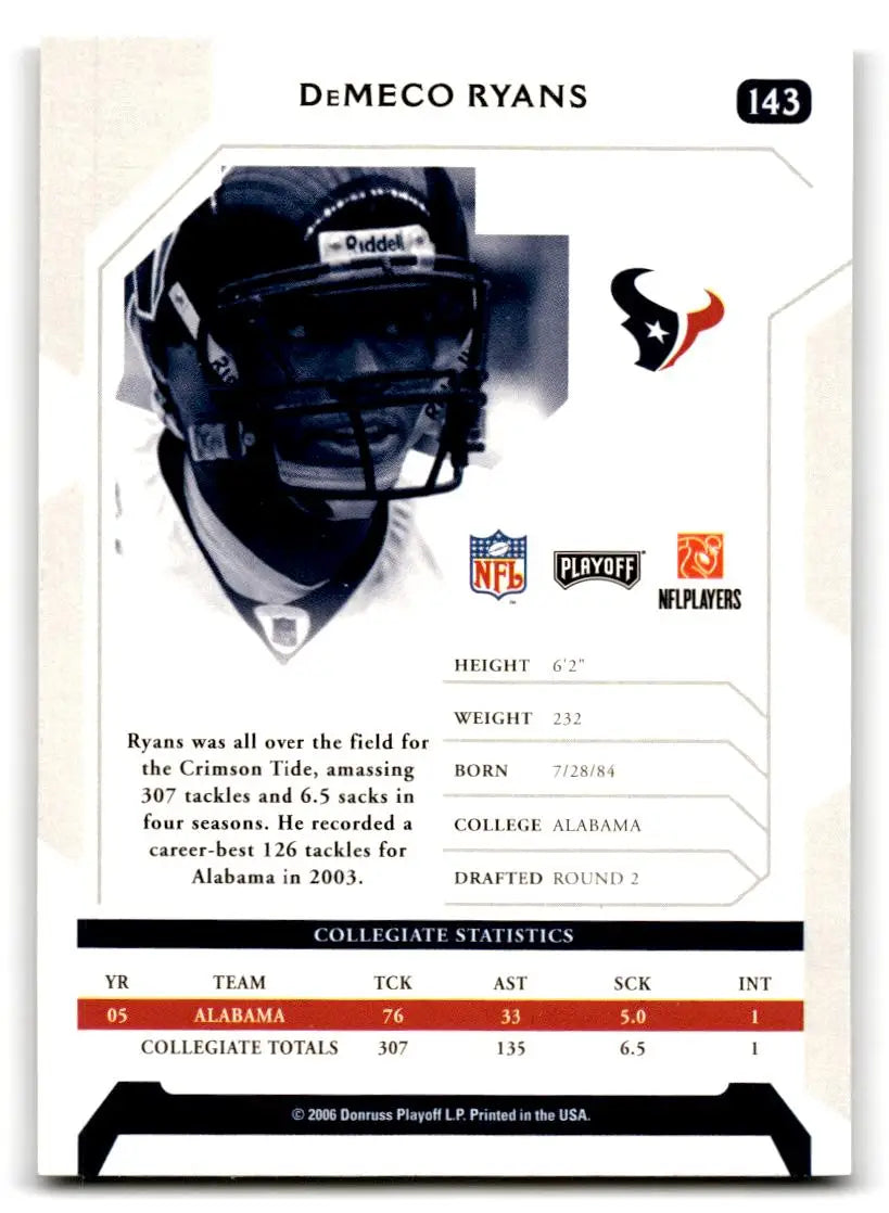 2006 Playoff NFL Playoffs #143 DeMeco Ryans - Football Card Single