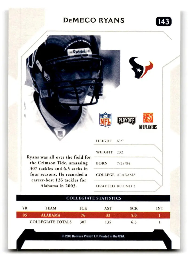 2006 Playoff NFL Playoffs #143 DeMeco Ryans - Football Card Single
