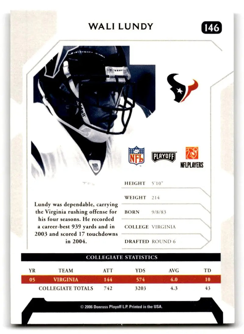 2006 Playoff NFL Playoffs #146 Wali Lundy - Football Card Single