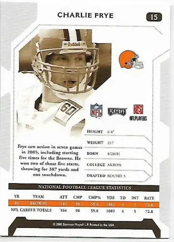 2006 Playoff NFL Playoffs #15 Charlie Frye NM-MT Browns - Football Card Single