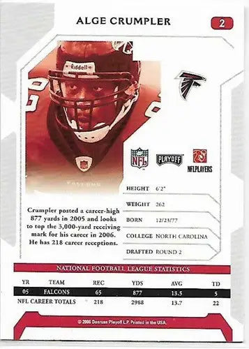 2006 Playoff NFL Playoffs #2 Alge Crumpler NM-MT - Football Card Single