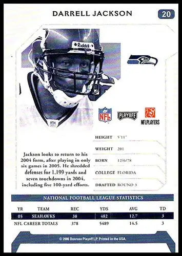 2006 Playoff NFL Playoffs #20 Darrell Jackson NM Near Mint Seahawks ID:64591 - Football Card Single
