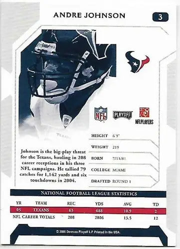 2006 Playoff NFL Playoffs #3 Andre Johnson NM-MT - Football Card Single