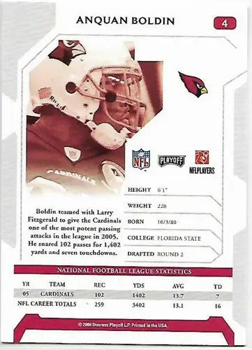 2006 Playoff NFL Playoffs #4 Anquan Boldin NM-MT - Football Card Single