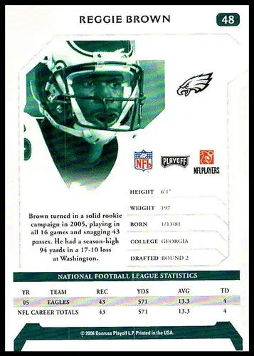 Reggie Brown NFL Playoffs football card with original gloss from 2006 Playoff NFL series