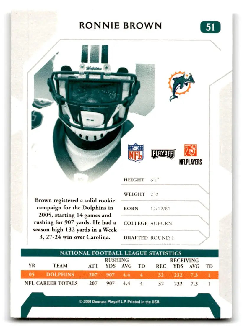 2006 Playoff NFL Playoffs #51 Ronnie Brown - Football Card Single