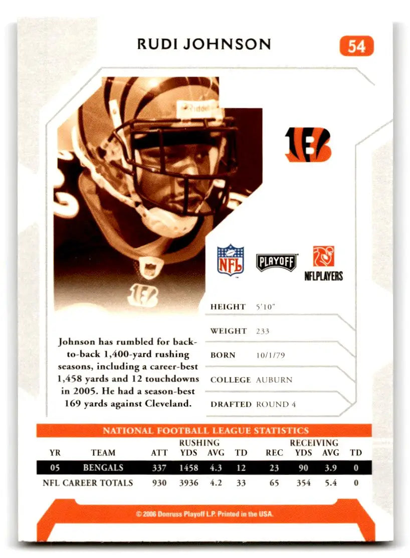 2006 Playoff NFL Playoffs #54 Rudi Johnson - Football Card Single