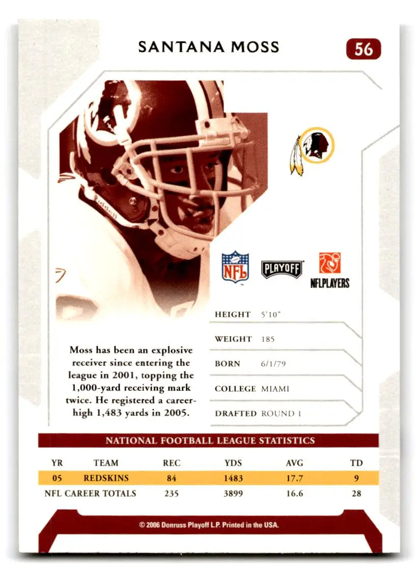 2006 Playoff NFL Playoffs #56 Santana Moss - Football Card Single
