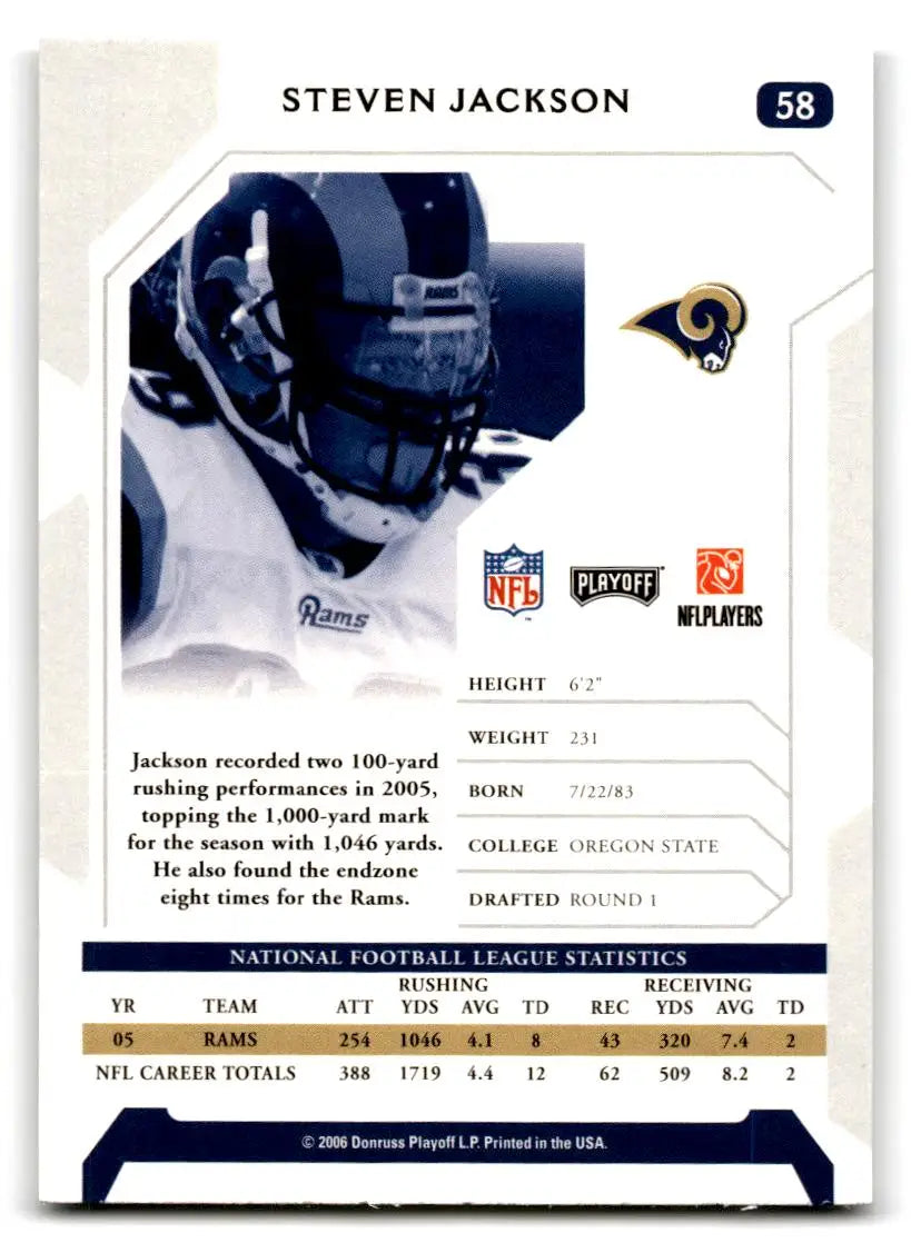 2006 Playoff NFL Playoffs #58 Steven Jackson - Football Card Single