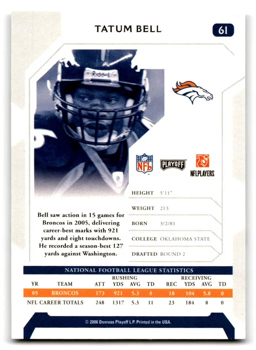 2006 Playoff NFL Playoffs #61 Tatum Bell - Football Card Single