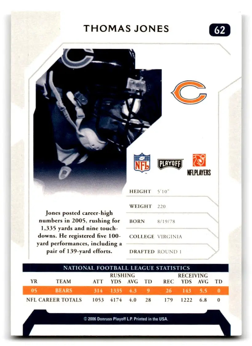 2006 Playoff NFL Playoffs #62 Thomas Jones - Football Card Single