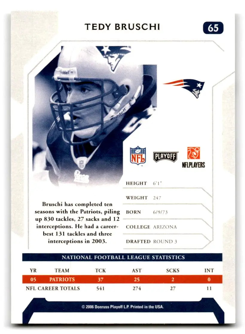 2006 Playoff NFL Playoffs #65 Tedy Bruschi - Football Card Single