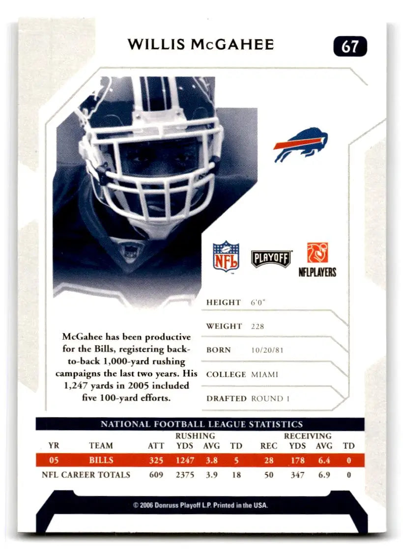 2006 Playoff NFL Playoffs #67 Willis McGahee - Football Card Single