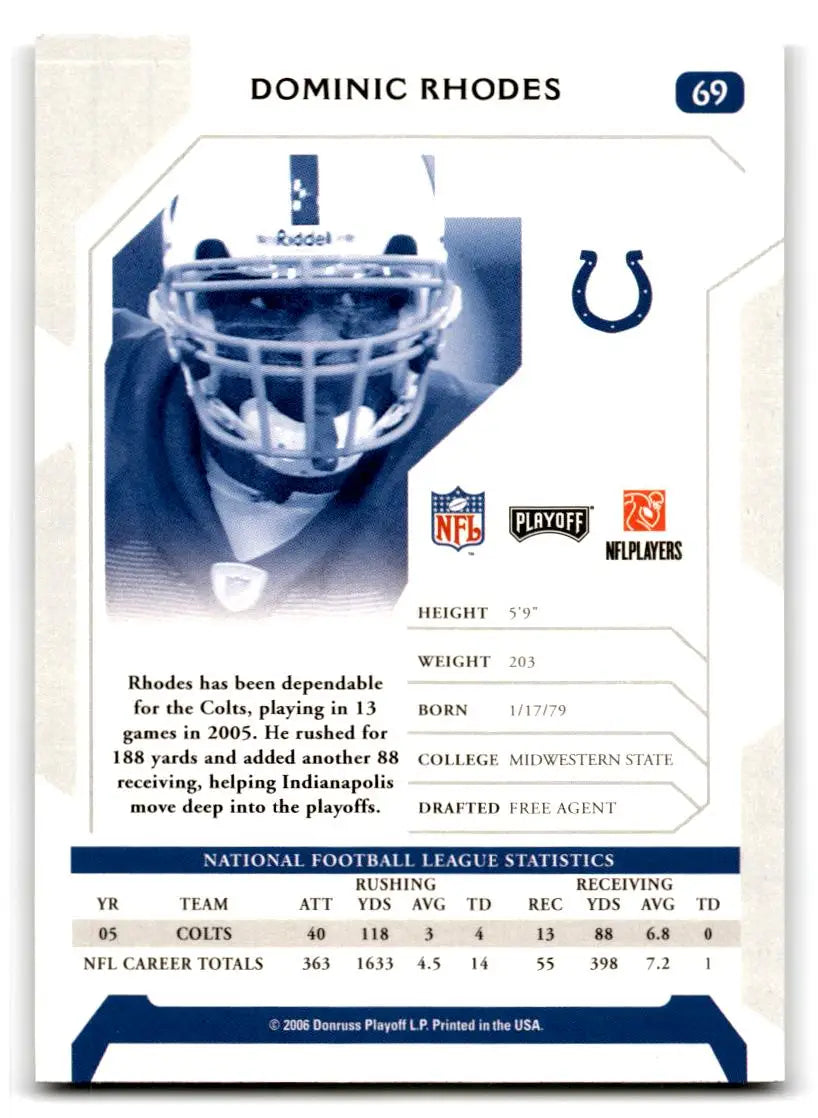 2006 Playoff NFL Playoffs #69 Dominic Rhodes - Football Card Single