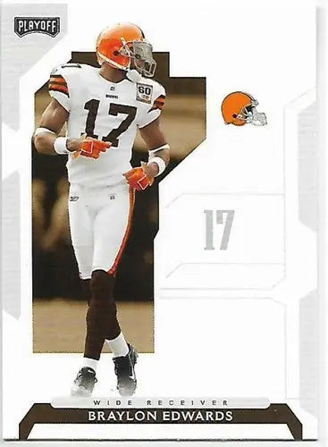 Original gloss collectible football card of Braylon Edwards in NFL Playoffs Browns uniform