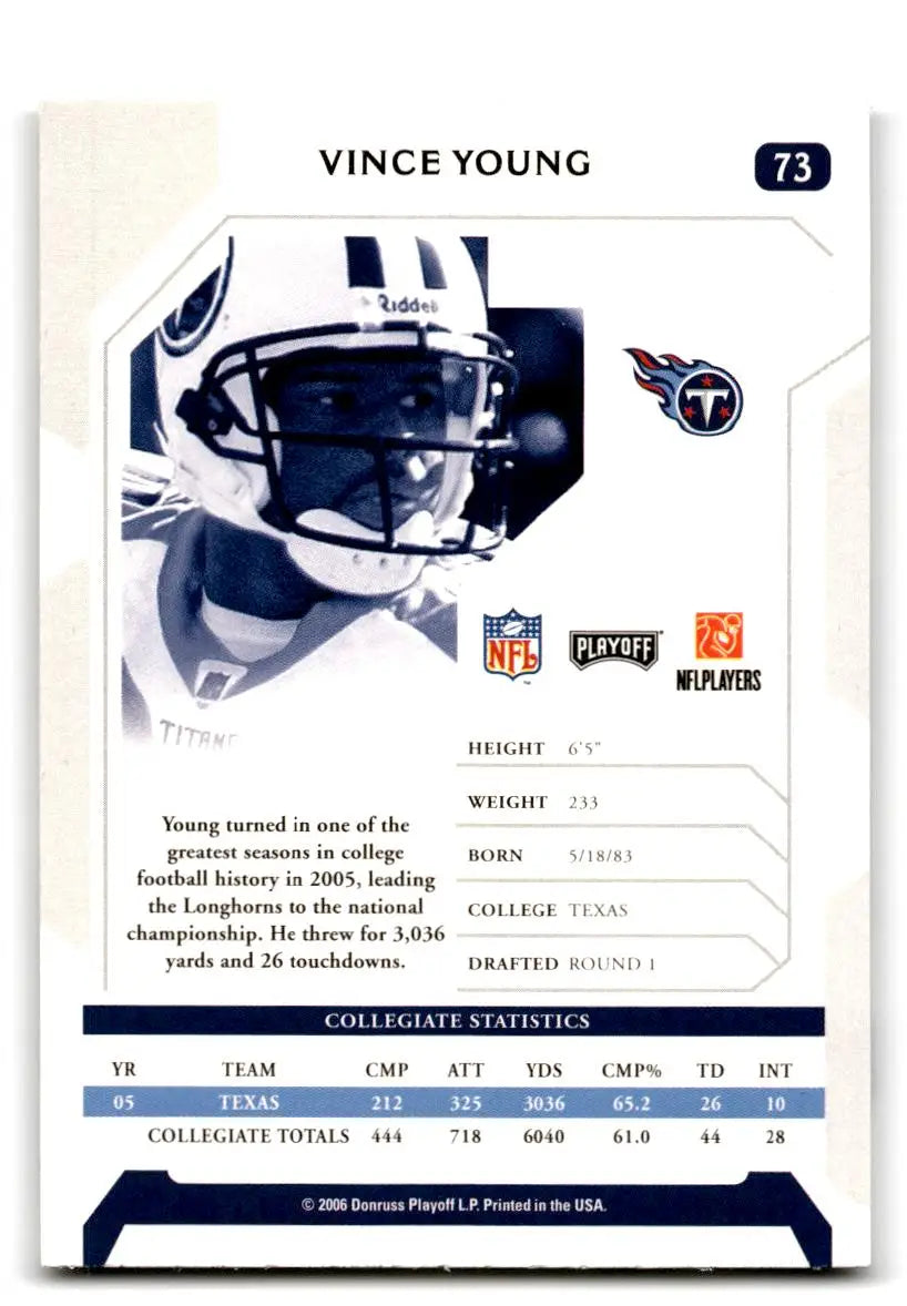 2006 Playoff NFL Playoffs #73 Vince Young - Football Card Single