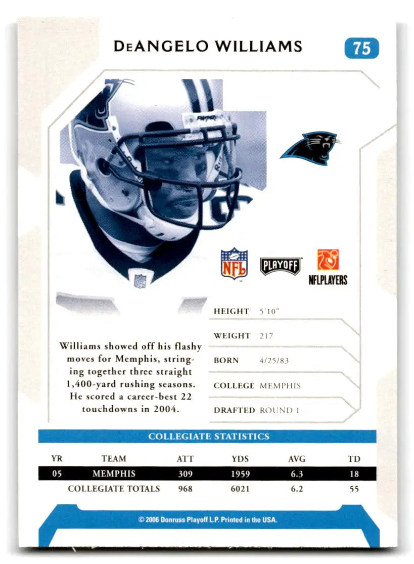2006 Playoff NFL Playoffs #75 DeAngelo Williams - Football Card Single