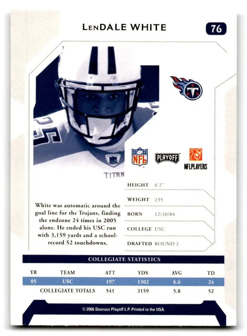 2006 Playoff NFL Playoffs #76 LenDale White - Football Card Single