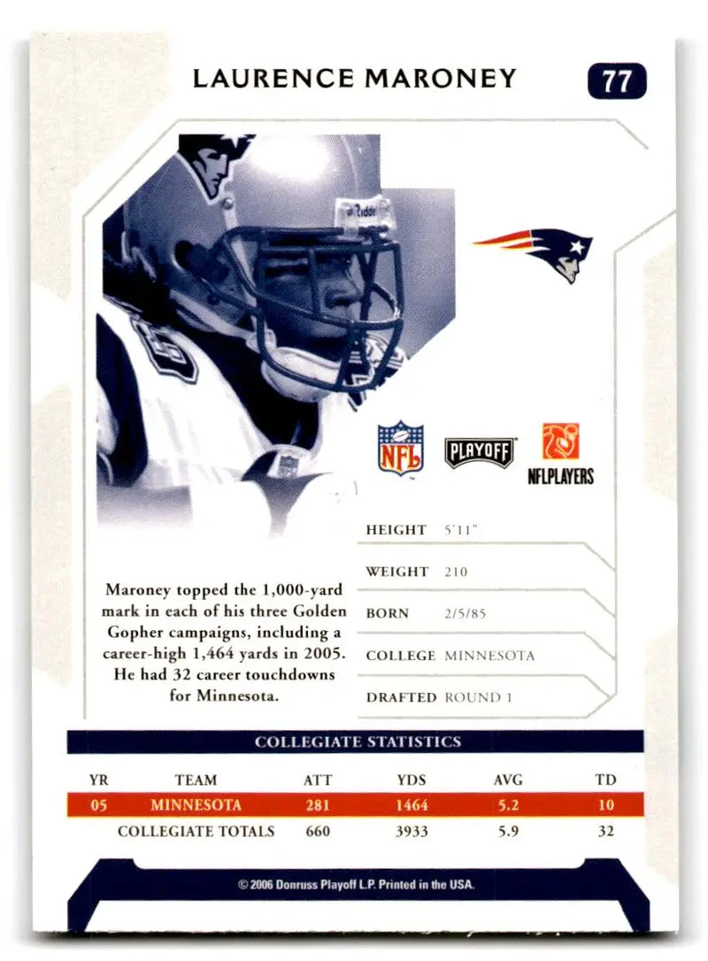 2006 Playoff NFL Playoffs #77 Laurence Maroney - Football Card Single