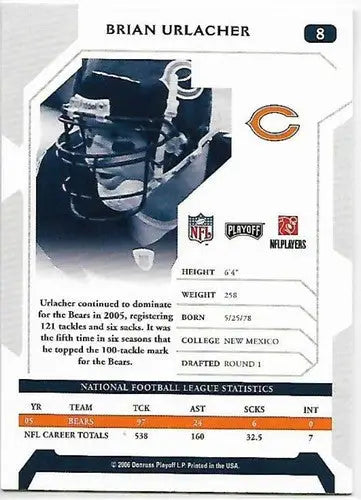 2006 Playoff NFL Playoffs #8 Brian Urlacher NM-MT - Football Card Single