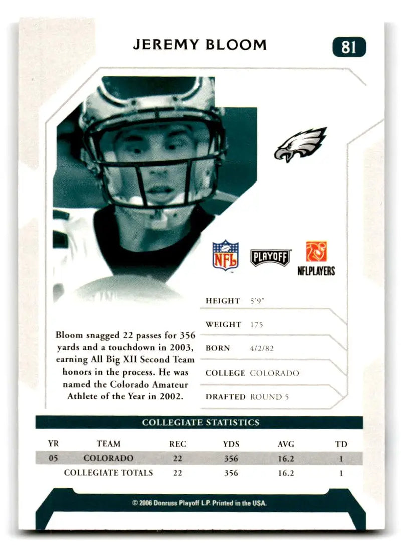 2006 Playoff NFL Playoffs #81 Jeremy Bloom - Football Card Single