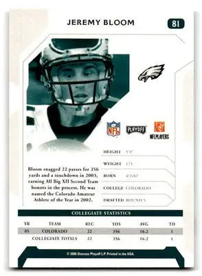 2006 Playoff NFL Playoffs #81 Jeremy Bloom - Football Card Single