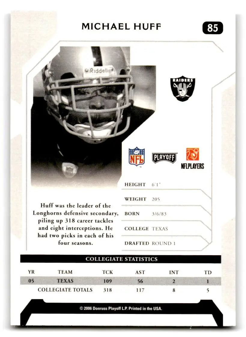 2006 Playoff NFL Playoffs #85 Michael Huff - Football Card Single