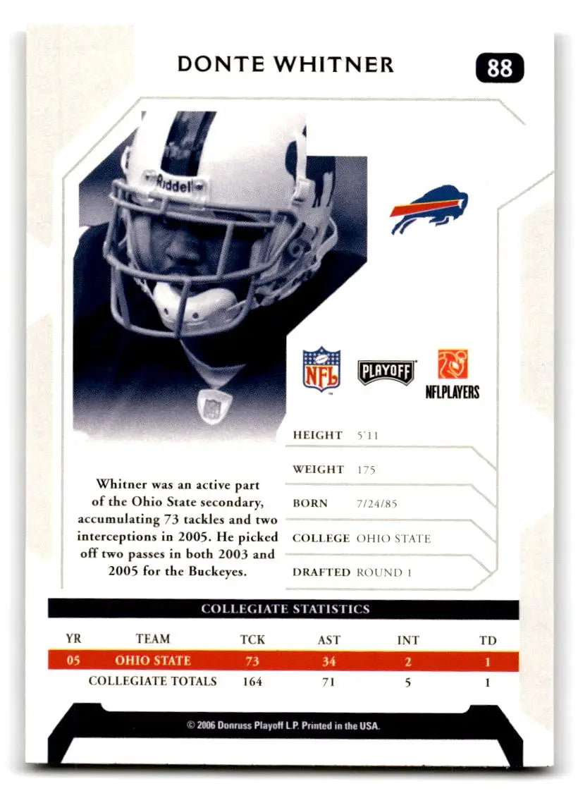 2006 Playoff NFL Playoffs #88 Donte Whitner - Football Card Single
