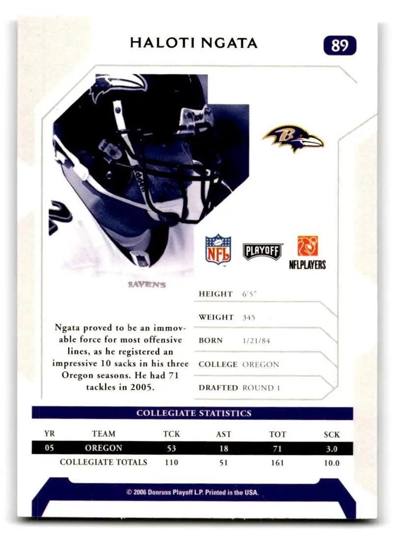 2006 Playoff NFL Playoffs #89 Haloti Ngata - Football Card Single