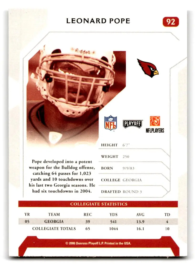 2006 Playoff NFL Playoffs #92 Leonard Pope - Football Card Single