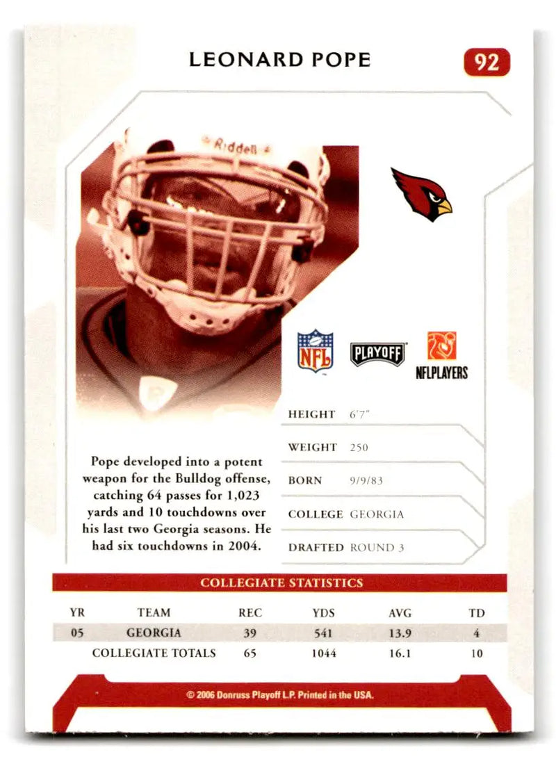 2006 Playoff NFL Playoffs #92 Leonard Pope - Football Card Single