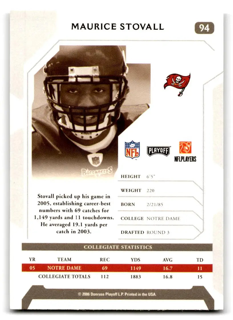 2006 Playoff NFL Playoffs #94 Maurice Stovall - Football Card Single