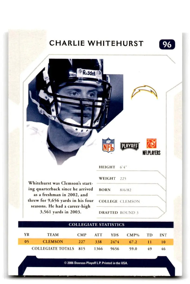 2006 Playoff NFL Playoffs #96 Charlie Whitehurst - Football Card Single