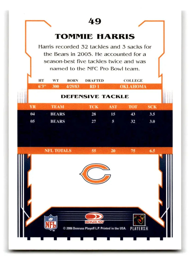 2006 Score #49 Tommie Harris - Football Card Single
