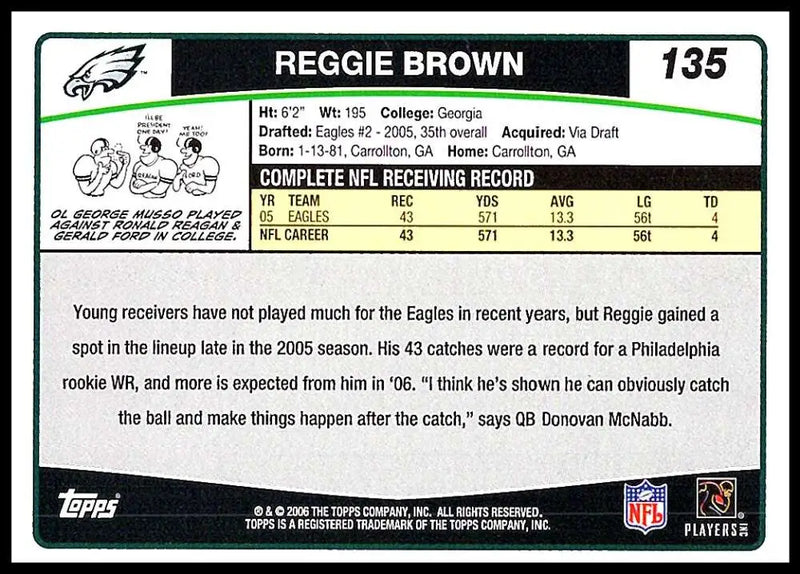 2006 Topps #135 Reggie Brown NM-MT Philadelphia Eagles Football Card - Football Card Single