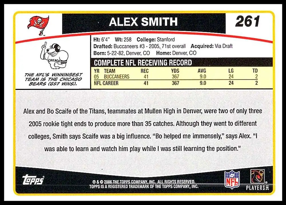 2006 Topps #261 Alex Smith NM-MT Tampa Bay Buccaneers Football Card - Football Card Single