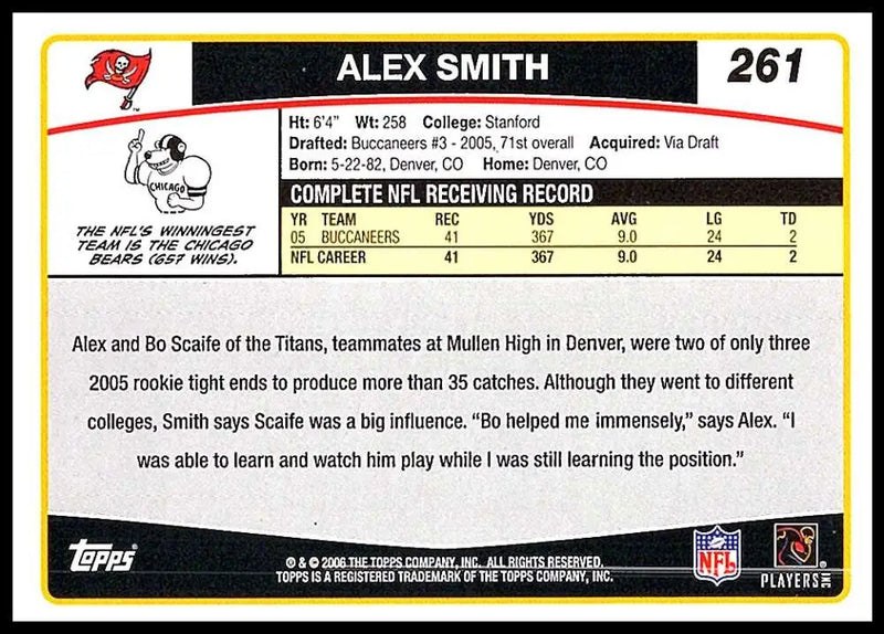 2006 Topps #261 Alex Smith NM-MT Tampa Bay Buccaneers Football Card - Football Card Single