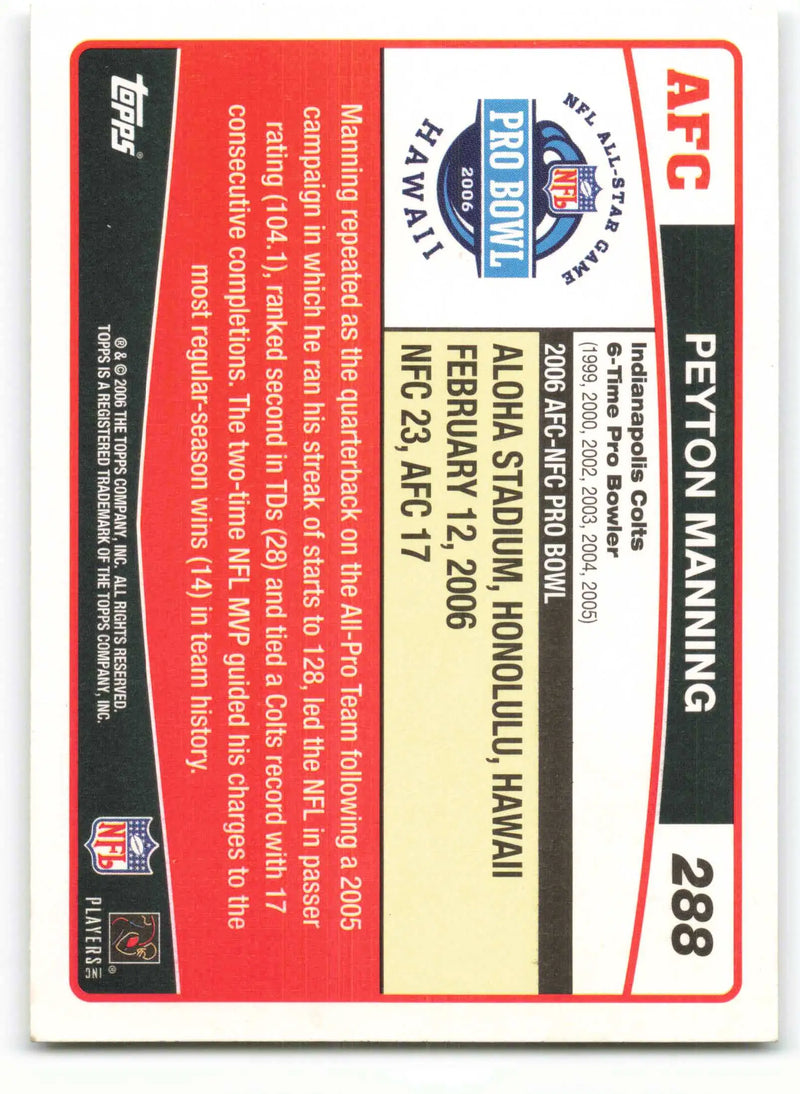 2006 Topps #288 Peyton Manning NM-MT Indianapolis Colts Football Card - Football Card Single