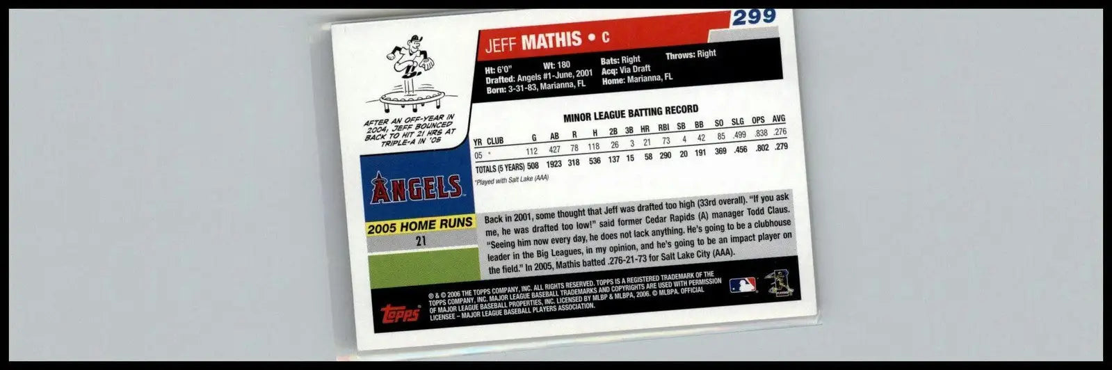 2006 Topps #299 Jeff Mathis Los Angeles Angels - Baseball Card Single