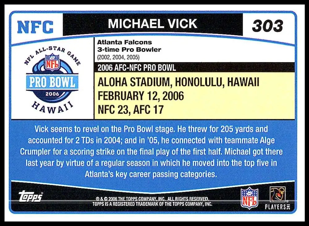 2006 Topps #303 Michael Vick NM-MT Atlanta Falcons Football Card - Football Card Single