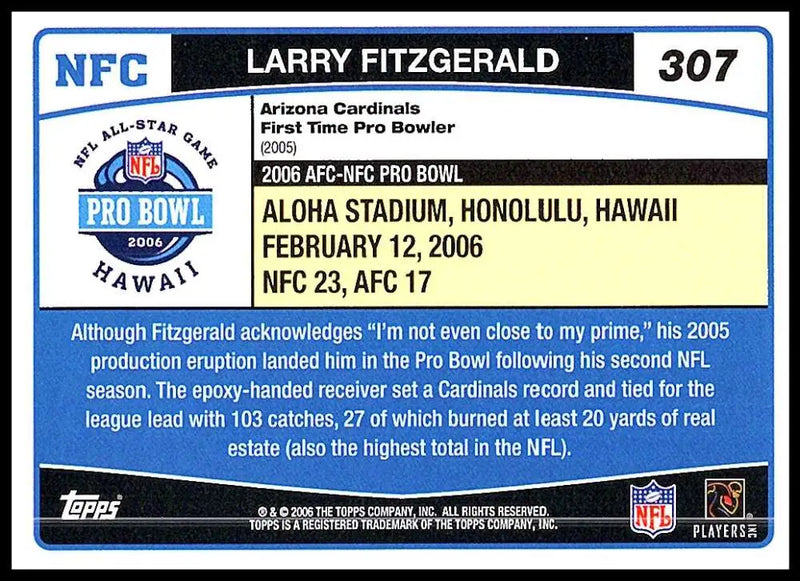 2006 Topps #307 Larry Fitzgerald NM-MT Arizona Cardinals Football Card - Football Card Single