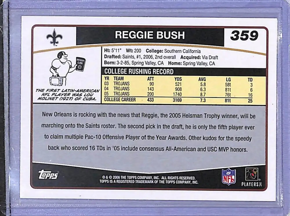 2006 Topps #359 Reggie Bush NM-MT New Orleans Saints - Football Card Single