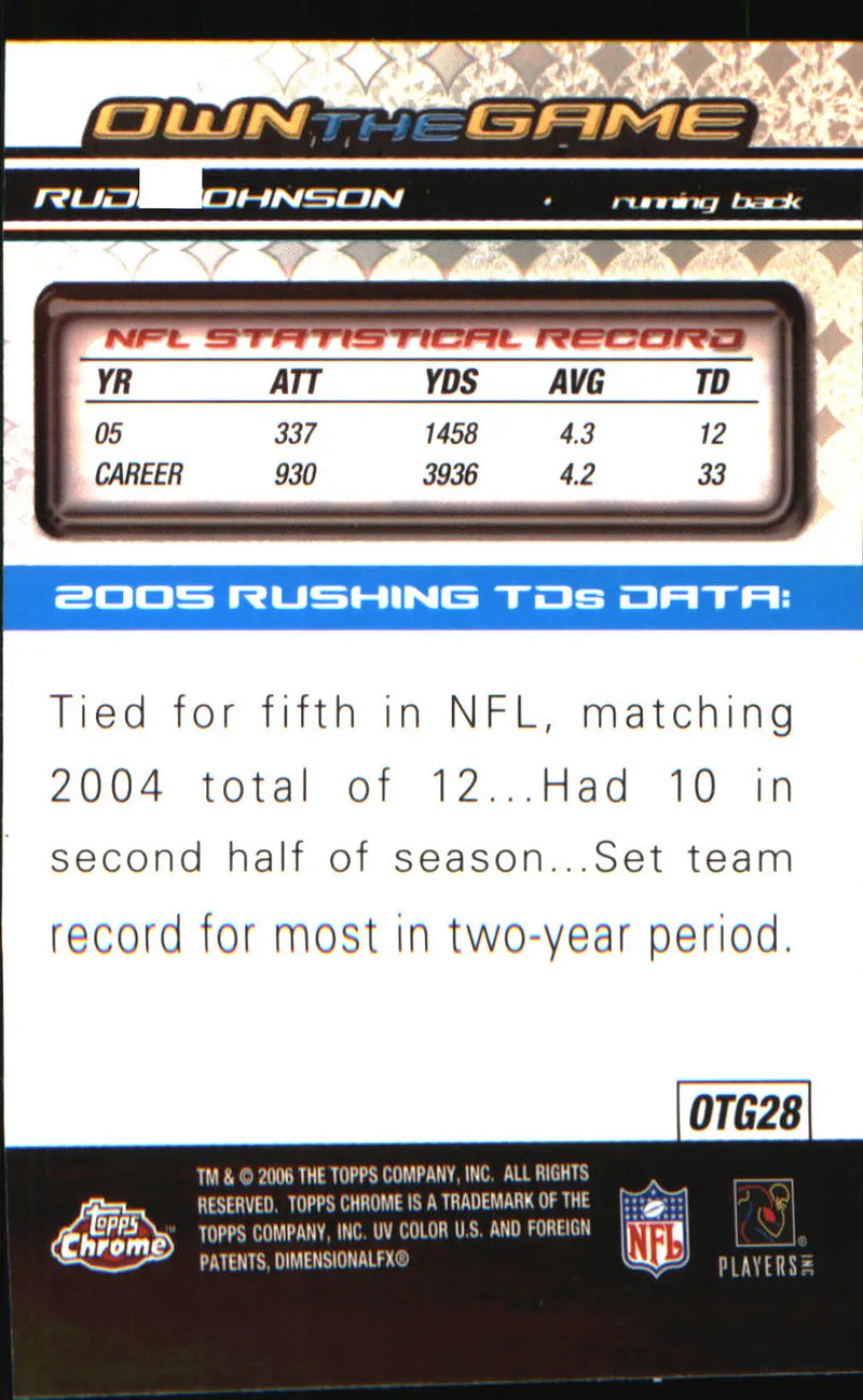 2006 Topps Chrome Own The Game #OTG28 Rudi Johnson - Football Card Single