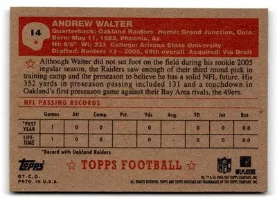 2006 Topps Heritage #14 Andrew Walter - Football Card Single