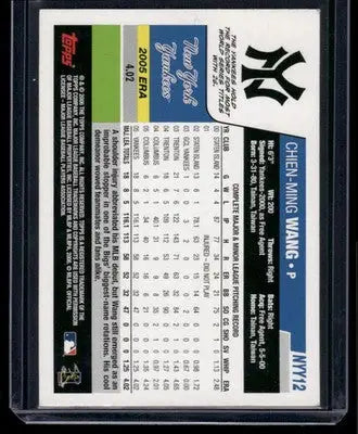 2006 Topps New York Yankees Team Set Chien-Ming Wang #NYY12 Baseball - Baseball Card Single