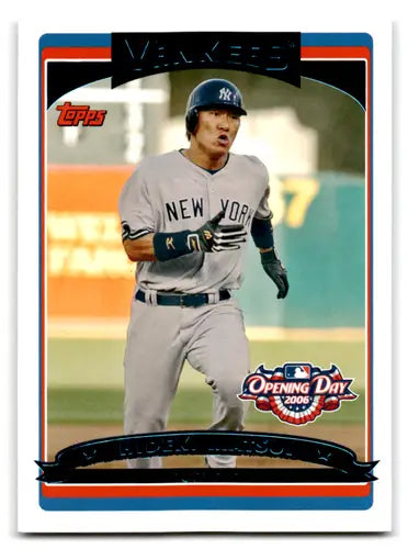 Original gloss 2006 Topps Opening Day Hideki Matsui baseball card displayed in product