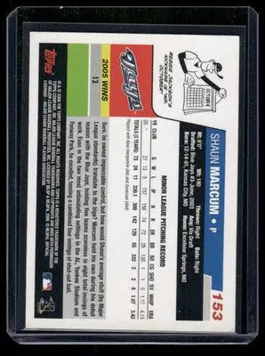 2006 Topps Opening Day Shaun Marcum #153 Baseball - Baseball Card Single