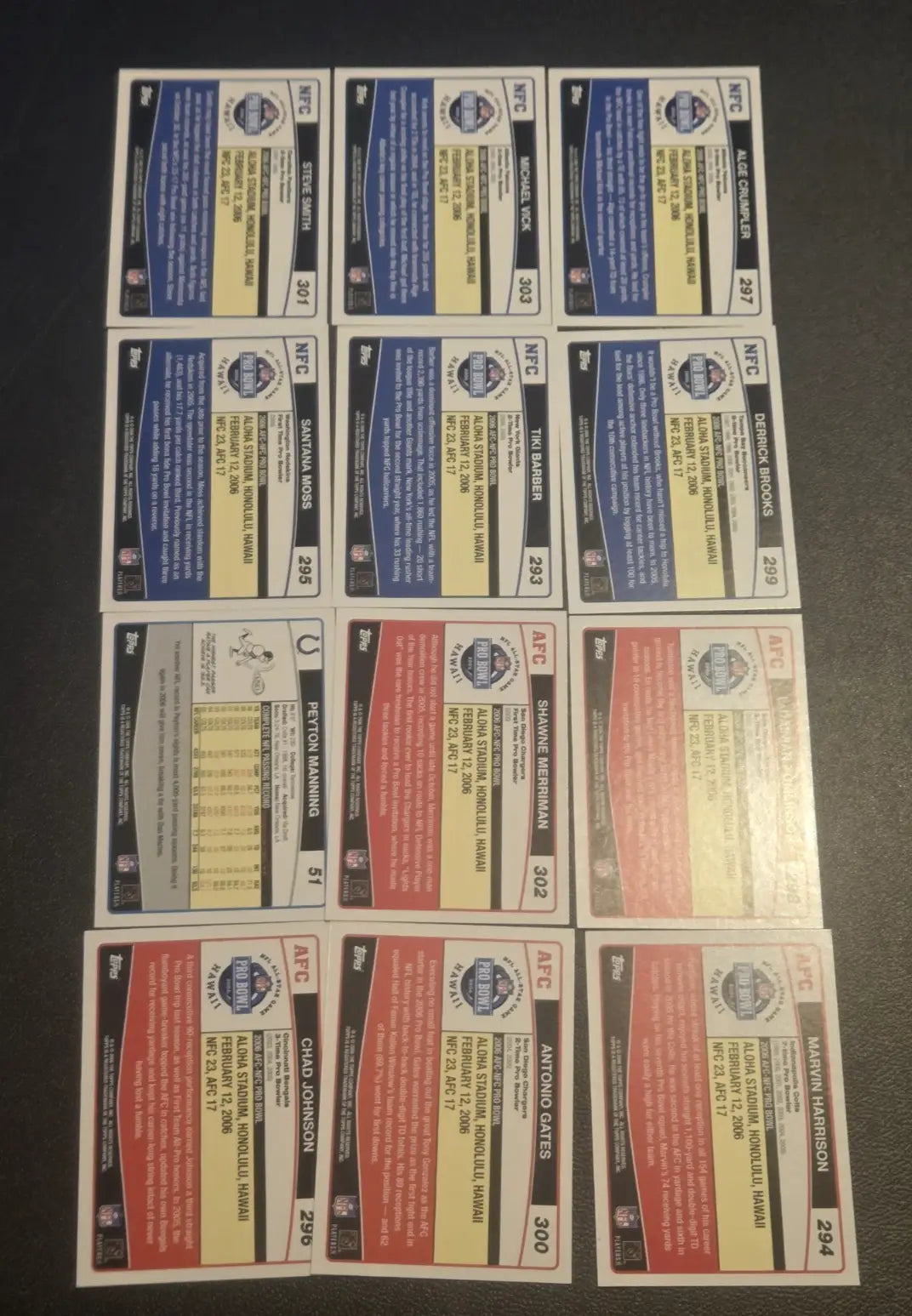 2006 Topps Pro Bowl All-Pro Lot (12) Peyton Manning Michael Vick LT Harrison - Football Card Single