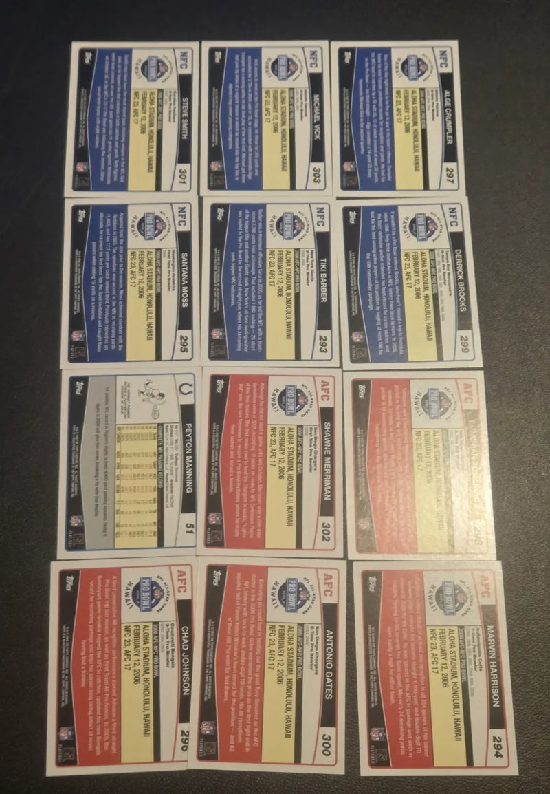 2006 Topps Pro Bowl All-Pro Lot (12) Peyton Manning Michael Vick LT Harrison - Football Card Single