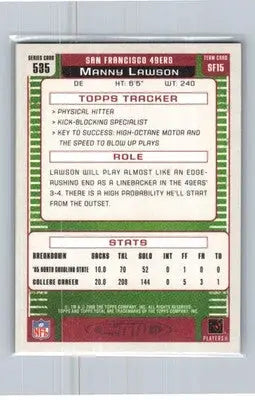 2006 Topps Total #535 Manny Lawson San Francisco 49ers Rookie - Football Card Single